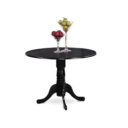 East West Furniture East West Furniture DLT-BLK-TP Dublin Dinette Round Table with Two 9 in Drop-Leaves DLT-BLK-TP